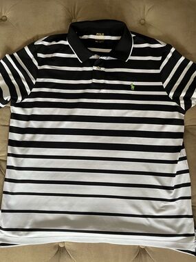 Polo by Ralph Lauren Black & White Striped Polo Shirt size xxl
